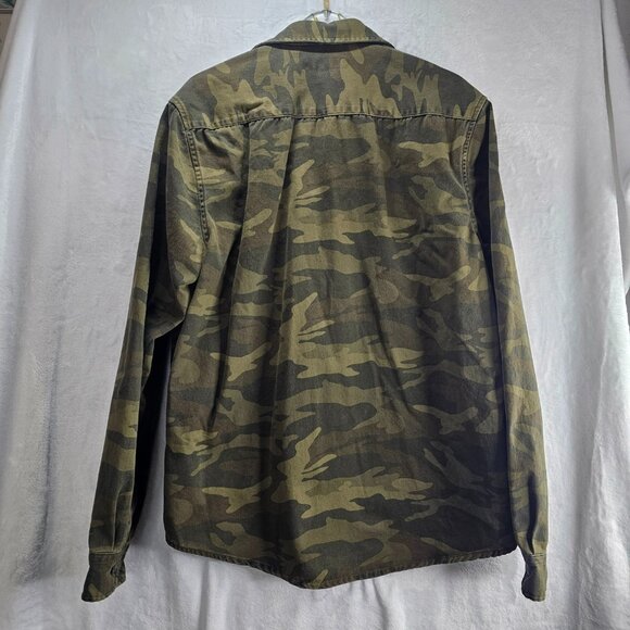 Aeropostale Camouflage Jacket Button Up Unisex Medium Green Long Sleeve Cotton - Picture 4 of 10
